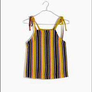 Madewell Texture & Thread Tie-Shoulder Tank in Rainbow Crochet